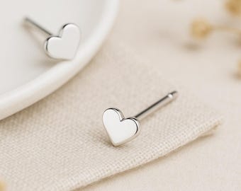 Mini Sterling Silver Heart Stud Earrings