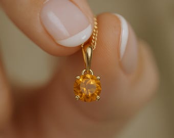 Personalised Solid 9ct Gold November Citrine Birthstone Necklace