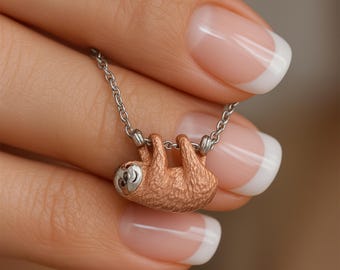 Personalised Sterling Silver And Rose Gold Sloth Necklace