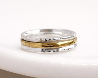 Personalised Molten Edge Sterling Silver Spinner Ring