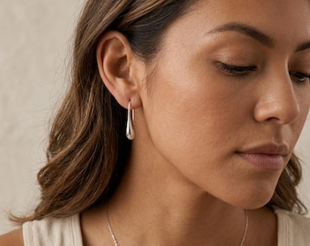 Personalised Molten Teardrop Earrings in Sterling Silver