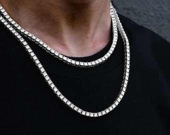 Mens Sterling Silver Heavy Box Chain Necklace