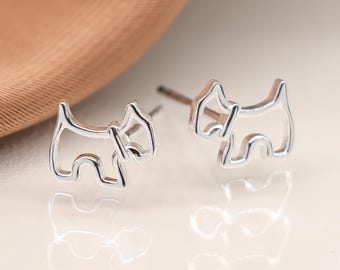 Sterling Silver Scottie Dog Stud Earrings – 10mm x 6mm