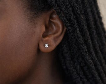 Sterling Silver April Birthstone Micro Stud Earrings – 4mm