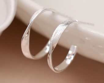 Sterling Silver Twisted Half Hoop Earrings