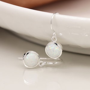 Sterling Silver White Opal Drop Earrings