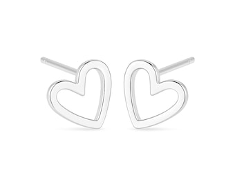 Sterling Silver Open Heart Stud Earrings – 10mm