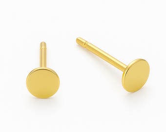 Gold Plated Sterling Silver Disc Micro Stud Earrings – 3mm
