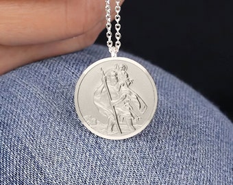 Personalised Sterling Silver St Christopher Necklace