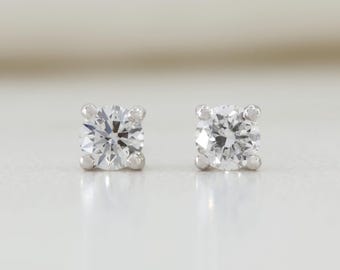 Mini Sterling Silver Moissanite Diamond Stud Earrings