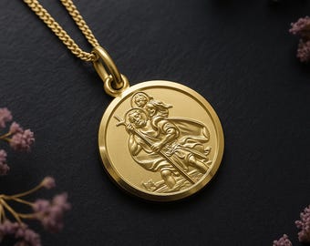 Personalised Gold Plated Sterling Silver St Christopher Necklace