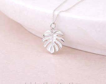 Personalised Sterling Silver Monstera Leaf Pendant Necklace