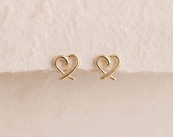 Paloma Heart Stud Earrings In Gold Plated Sterling Silver