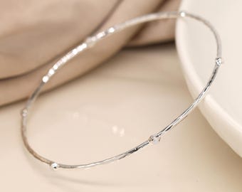 Sterling Silver Multi White Opal Bangle