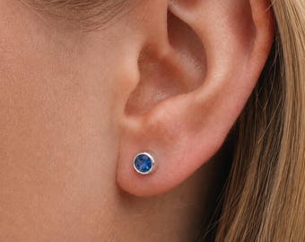Sterling Silver September Birthstone Stud Earrings