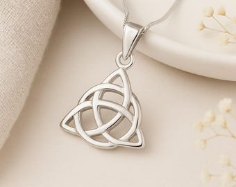 Trinity Knot Pendant • Sterling Silver Triquetra Charm • Celtic Symbol Necklace • Personalised • Gift of Unity & Protection