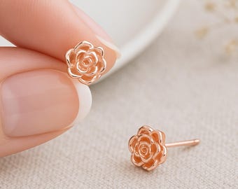 Rose Gold Plated Sterling Silver June Birth Flower Stud Earrings – 7mm