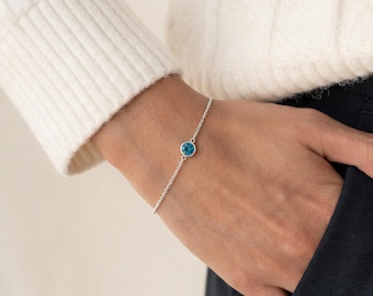 Personalised December Topaz Birthstone Bracelet In Sterling Silver