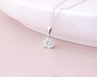 Personalised Sterling Silver Moissanite Diamond Solitaire Pendant Necklace