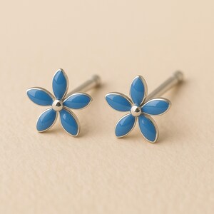 Mädchen Sterling Silber Vergissmeinnicht Blumen Ohrstecker