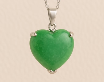 Personalised Sterling Silver Jade Heart Necklace