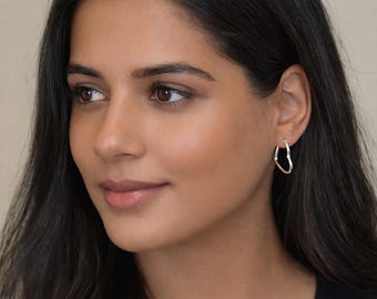 Sterling Silver Heart Hoop Sleeper Earrings – 22mm