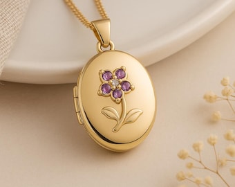 Solid 9ct Gold Forget Me Not Locket