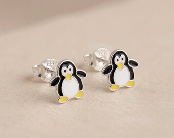 Penguin Stud Earrings in Sterling Silver