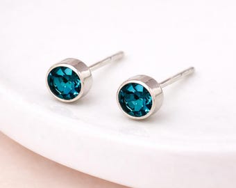 Sterling Silver December Birthstone Stud Earrings – 7mm