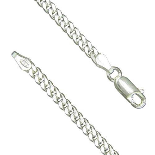 925 Sterling Silver Close Link Flat Curb Chain Necklace in Silver Choice of Lengths 20 22 24 16 18 and Variety of mm Options