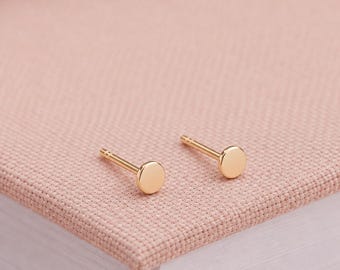 3.5mm Gold Plated Sterling Silver Disc Stud Earrings