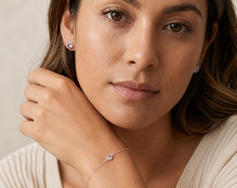 Personalised June Alexandrite Birthstone Bracelet in Sterling Silver