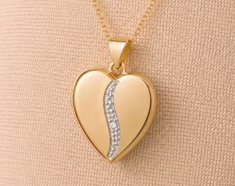 Personalised 9ct Mixed Gold Diamond Heart Locket With Photos