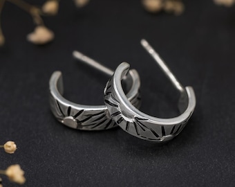 Sterling Silver Sunbeam Hoop Earrings