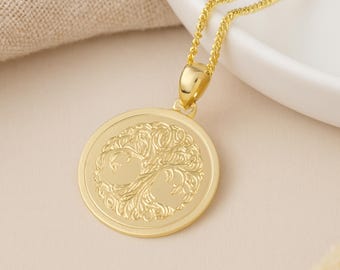 Personalised 9ct Yellow Gold Tree of Life Pendant