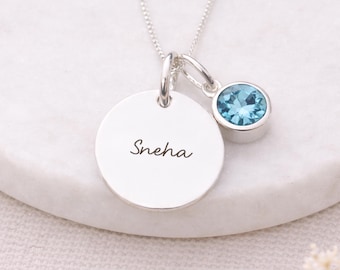 Personalised Sterling Silver Aquamarine Pendant Necklace: March Birthstone