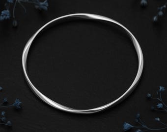 Sterling Silver Soft Twist Hollow Slave Bangle