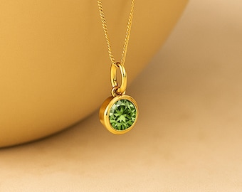 Personalised Gold Plated Sterling Silver August Peridot Birthstone Necklace