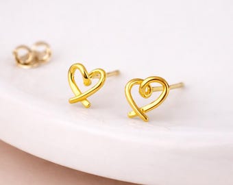 Gold Plated Sterling Silver Paloma Forever Heart Stud Earrings – 6mm