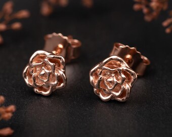 Rose Gold Plated Sterling Silver June Birth Flower Stud Earrings