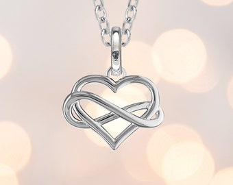 Sterling Silver Infinity Heart Necklace with Optional Engraving