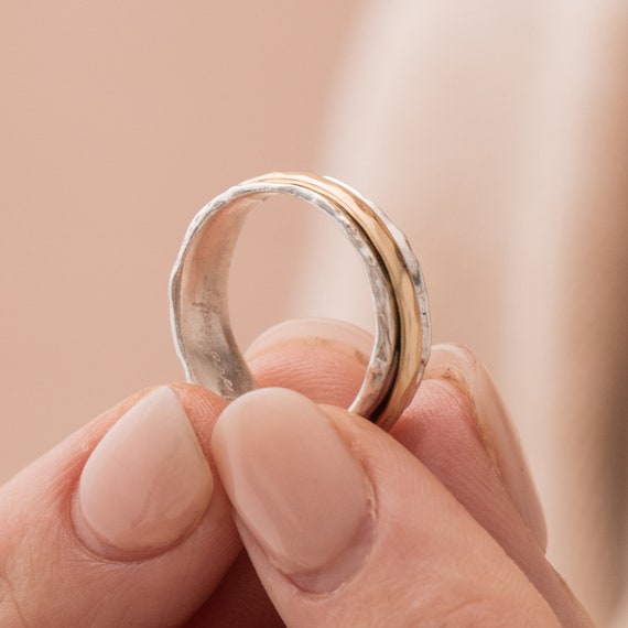Etsy silver spinner ring deals