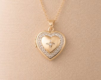 Personalised 9ct Mixed Gold Diamond Heart Locket With Photos