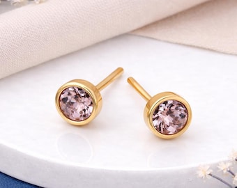 Gold Plated Sterling Silver June Alexandrite Birthstone Stud Earrings – 7mm