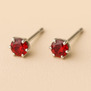 Puces d'oreilles micro rubis en argent sterling
