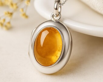 Personalised Sterling Silver Citrine Locket