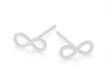 Sterling Silver Infinity Stud Earrings – 3mm x 8mm