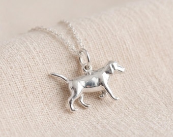 Personalised Solid Labrador Pendant Necklace in Sterling Silver