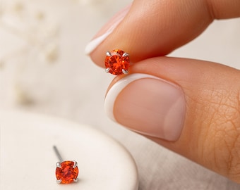 Sterling Silver Ruby Micro Stud Earrings – 3mm