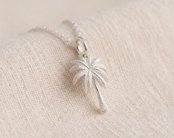 Personalised Palm Tree Pendant Necklace in Sterling Silver
